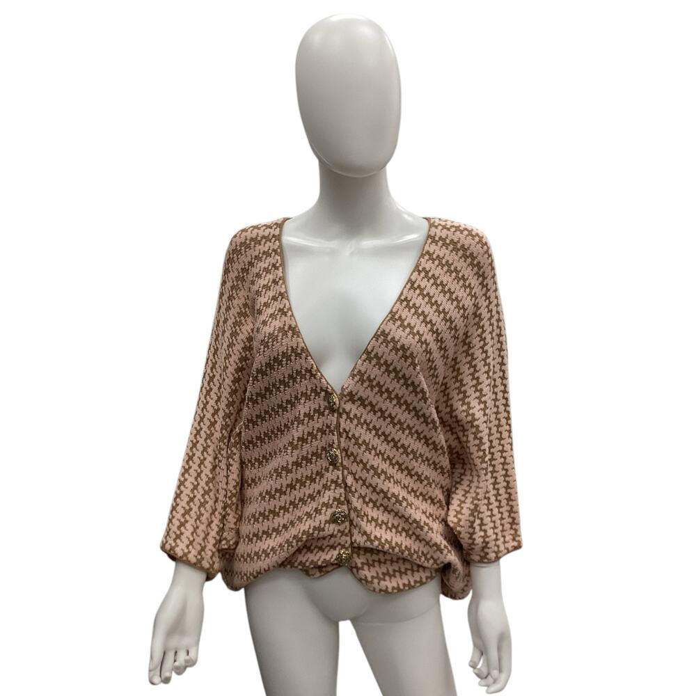 VTG Camille Cesari Women’s Sweater SZ M/L Cool Beaded Gold Buttons Short Sleeve
